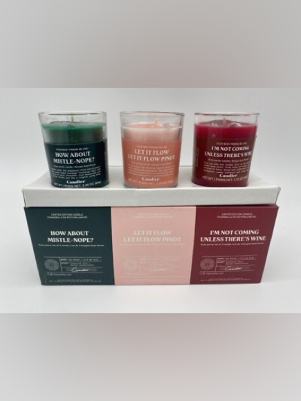 Andie Holiday Trio Scented Votives — Green, Peach, Berry